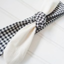  Sarah Knotted Headband - Muslin with Black Gingham
