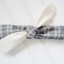  Knotted Headband - Muslin with Gray Plaid