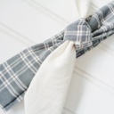  Knotted Headband - Muslin with Gray Plaid