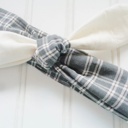  Knotted Headband - Muslin with Gray Plaid