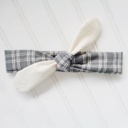  Knotted Headband - Muslin with Gray Plaid