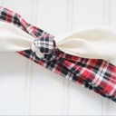  Sarah Knotted Headband - Muslin with Red and Black Plaid