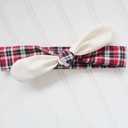  Sarah Knotted Headband - Muslin with Red and Black Plaid