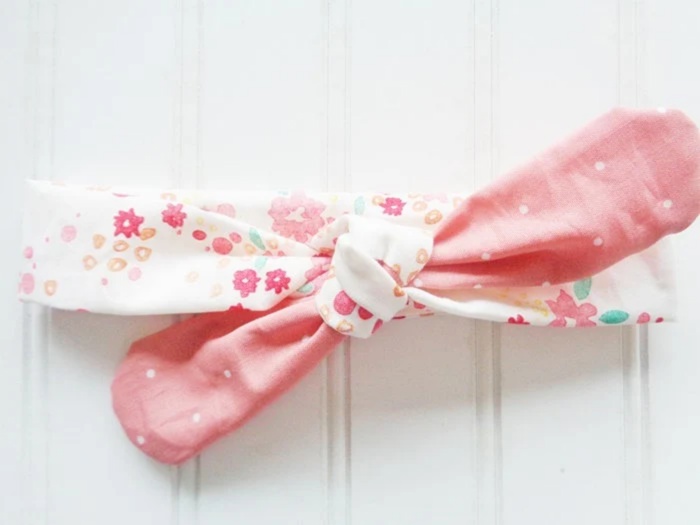 Knotted Headband - Pink Floral with Dots on Pink