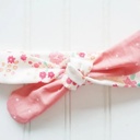  Knotted Headband - Pink Floral with Dots on Pink