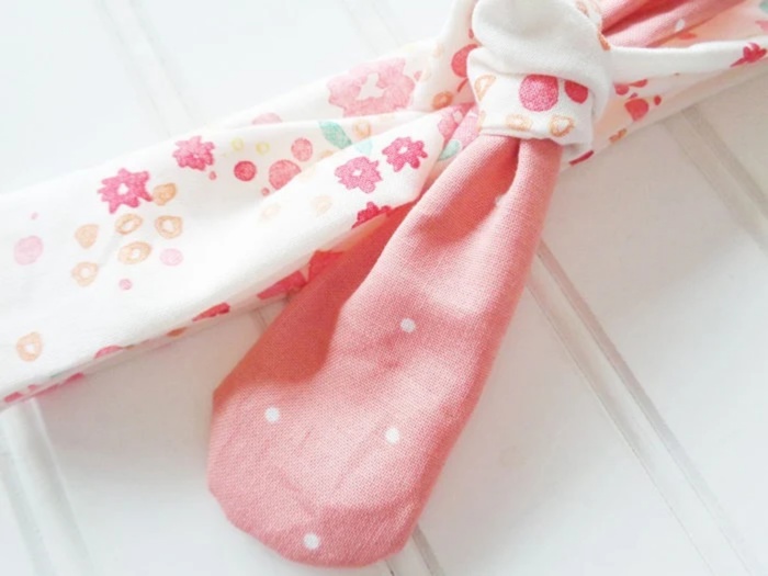 Knotted Headband - Pink Floral with Dots on Pink