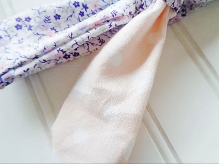 Knotted Headband - Purple Floral with Dots on Peach