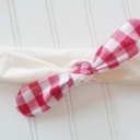  Sarah Knotted Headband - Red Gingham with Muslin