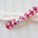  Sarah Knotted Headband - Red Gingham with Muslin