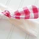  Sarah Knotted Headband - Red Gingham with Muslin