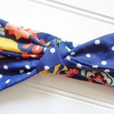  Sarah Knotted Headband - Floral on Navy and White Dots