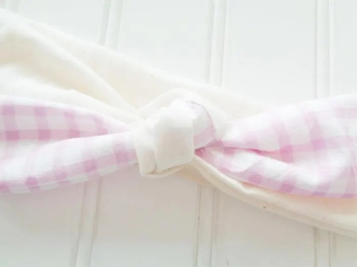 Sarah Knotted Headband - Violet Gingham with Muslin