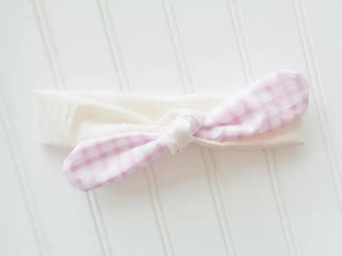 Sarah Knotted Headband - Violet Gingham with Muslin