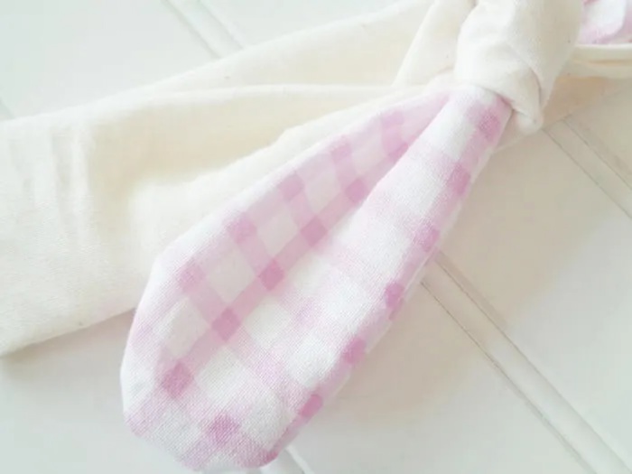 Sarah Knotted Headband - Violet Gingham with Muslin