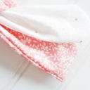  Sarah Knotted Headband - White Floral on Coral with Gold Dots