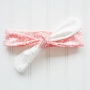  Sarah Knotted Headband - White Floral on Coral with Gold Dots