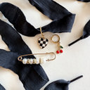  Sneaker and Charm Lace Set with Black Laces and Attachable Charms