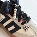  Sneaker and Charm Lace Set with Black Laces and Attachable Charms