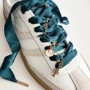  Mermaid Charm Sneaker Lace Set – Teal Satin Laces with Ocean-Inspired Charms