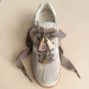  Gingham Bow Sneaker Lace Set with Tassel & Leaf Charms