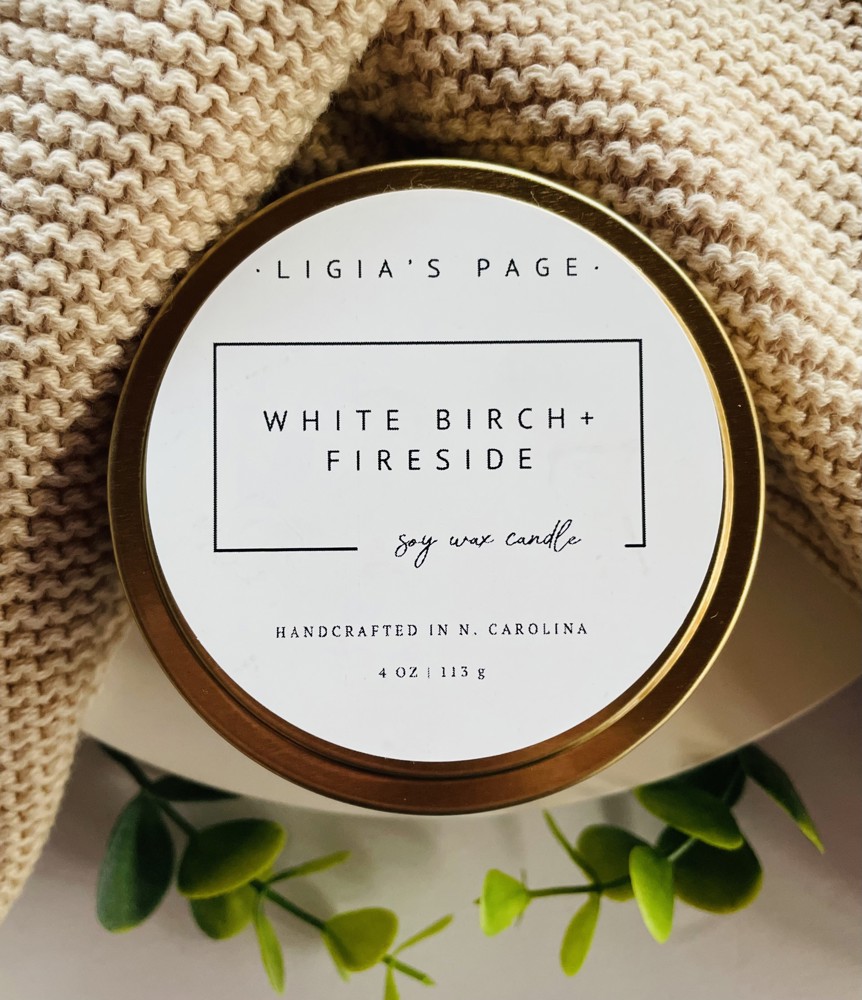 White Birch and Fireside Handcrafted Soy Candle - 4 oz.