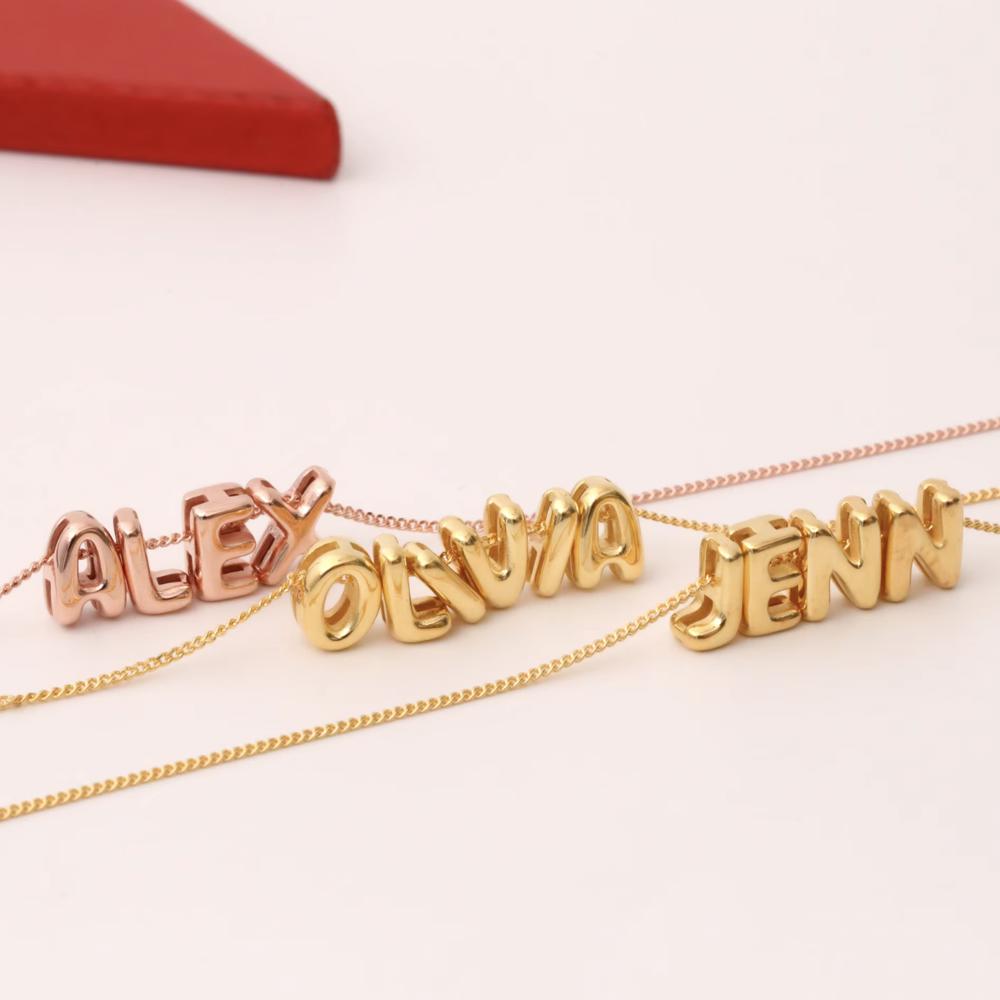 Bubble Name Necklace - Personalized Balloon Letter Pendant