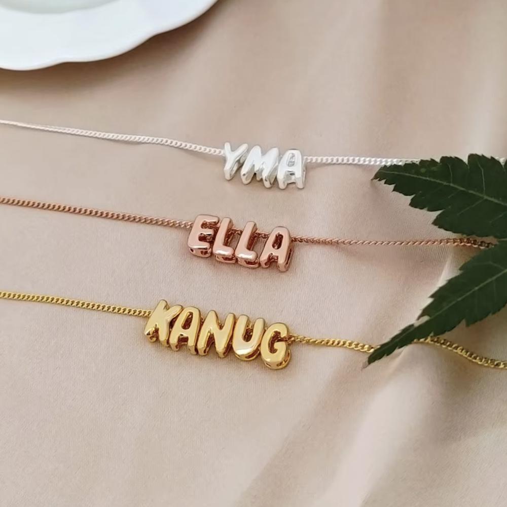 Bubble Name Necklace - Personalized Balloon Letter Pendant