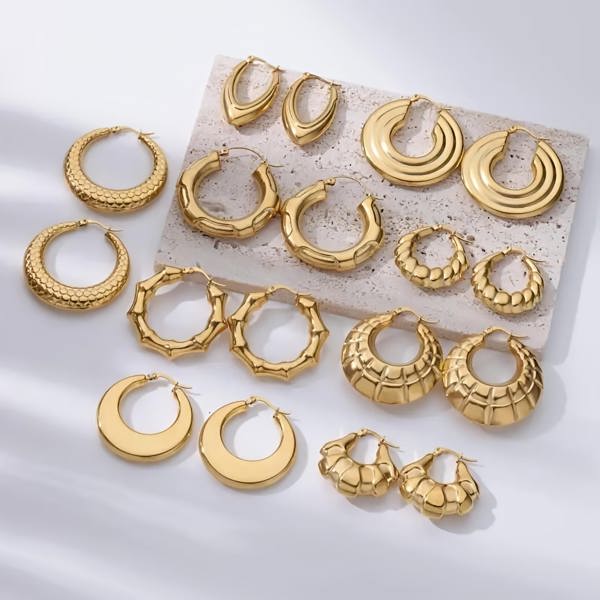 Gold Plated Hoop Earrings - Simple Elegance, Premium Style