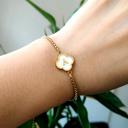  Initial Clover Charm Bracelet - Gold-Plated Elegance