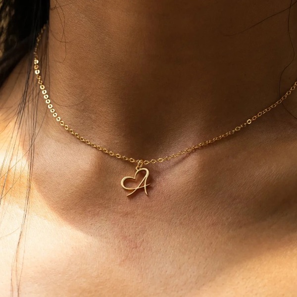 Personalized Initial Heart Necklace - Gold Elegance & Style