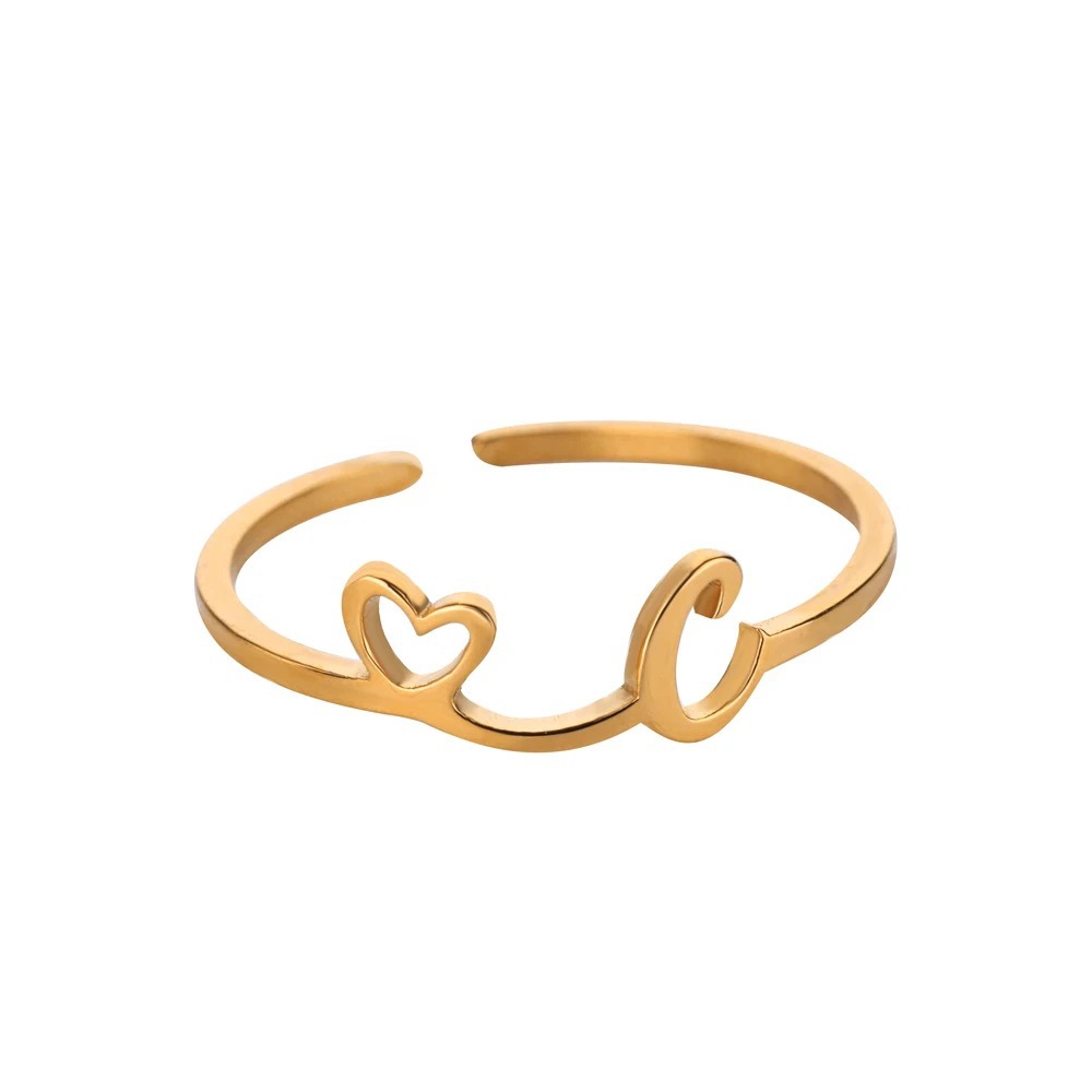 Exquisite Initial Heart Ring - Premium & Effortless Style