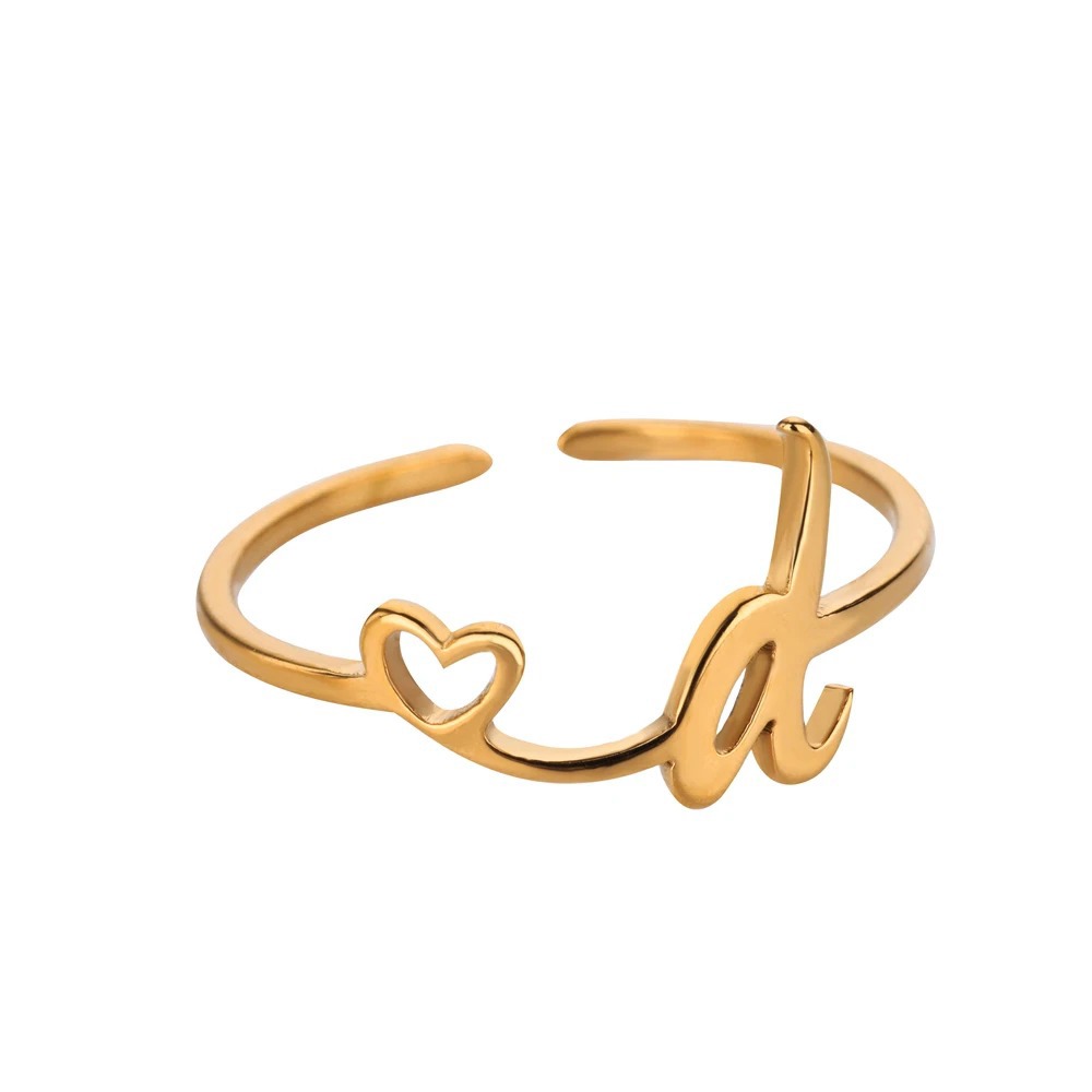 Exquisite Initial Heart Ring - Premium & Effortless Style