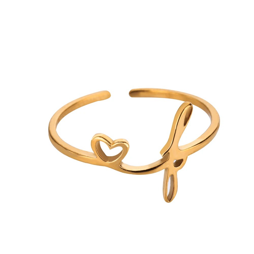 Exquisite Initial Heart Ring - Premium & Effortless Style