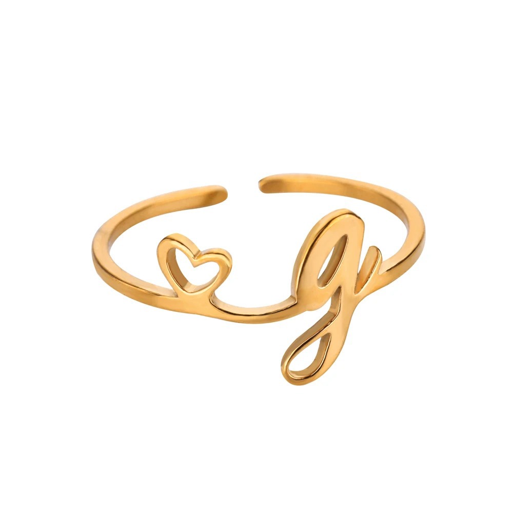 Exquisite Initial Heart Ring - Premium & Effortless Style