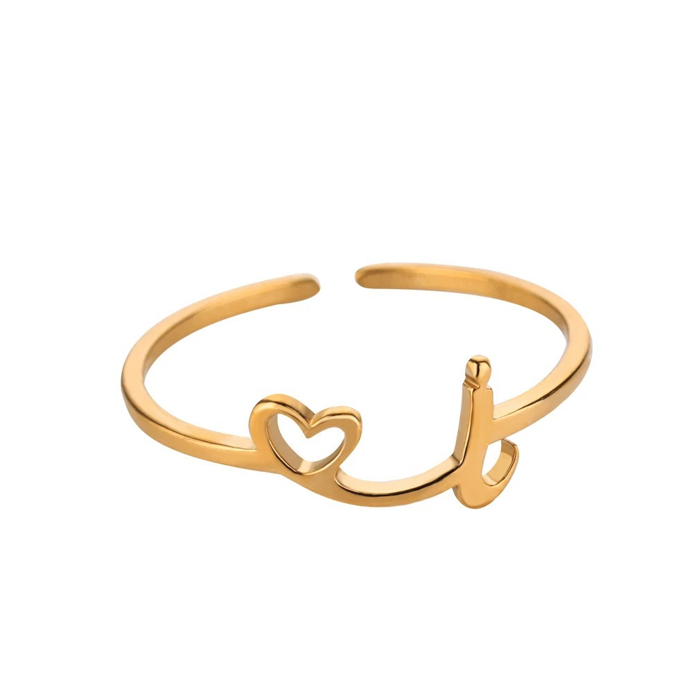 Exquisite Initial Heart Ring - Premium & Effortless Style