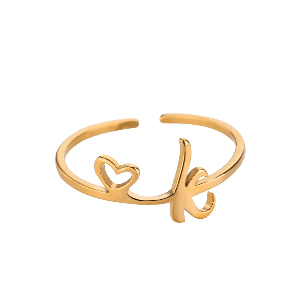 Exquisite Initial Heart Ring - Premium & Effortless Style