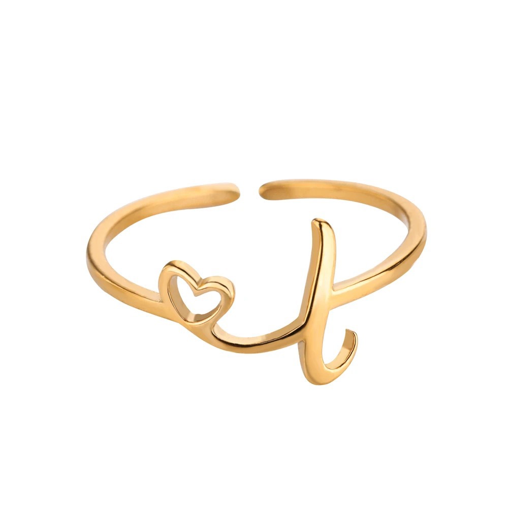 Exquisite Initial Heart Ring - Premium & Effortless Style