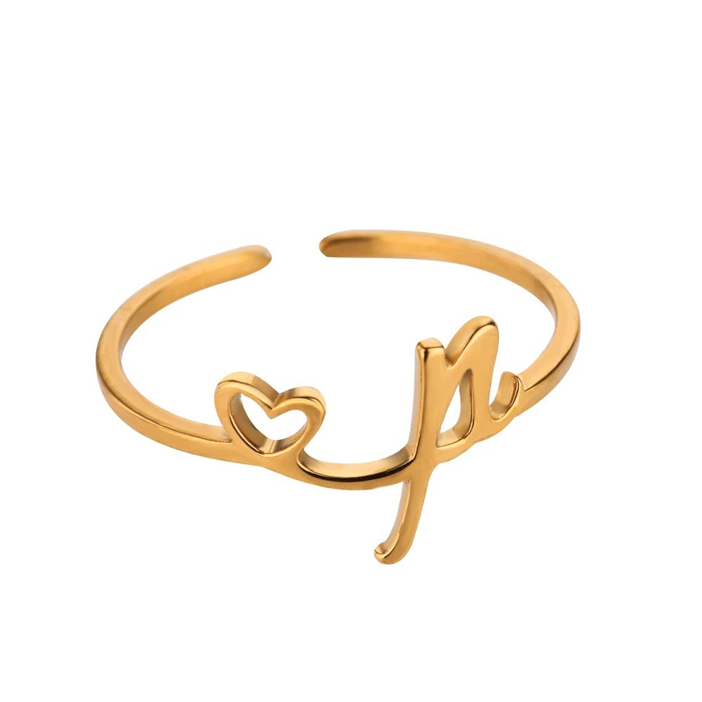 Exquisite Initial Heart Ring - Premium & Effortless Style