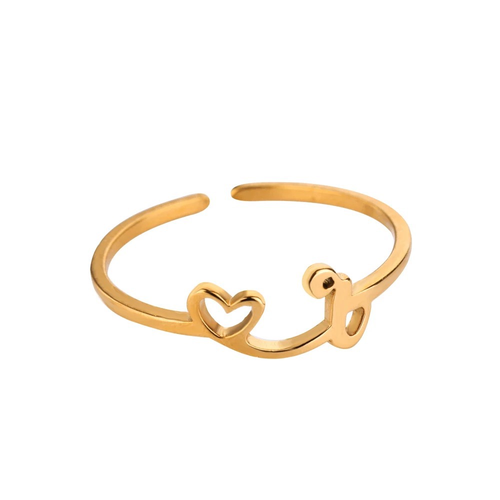 Exquisite Initial Heart Ring - Premium & Effortless Style