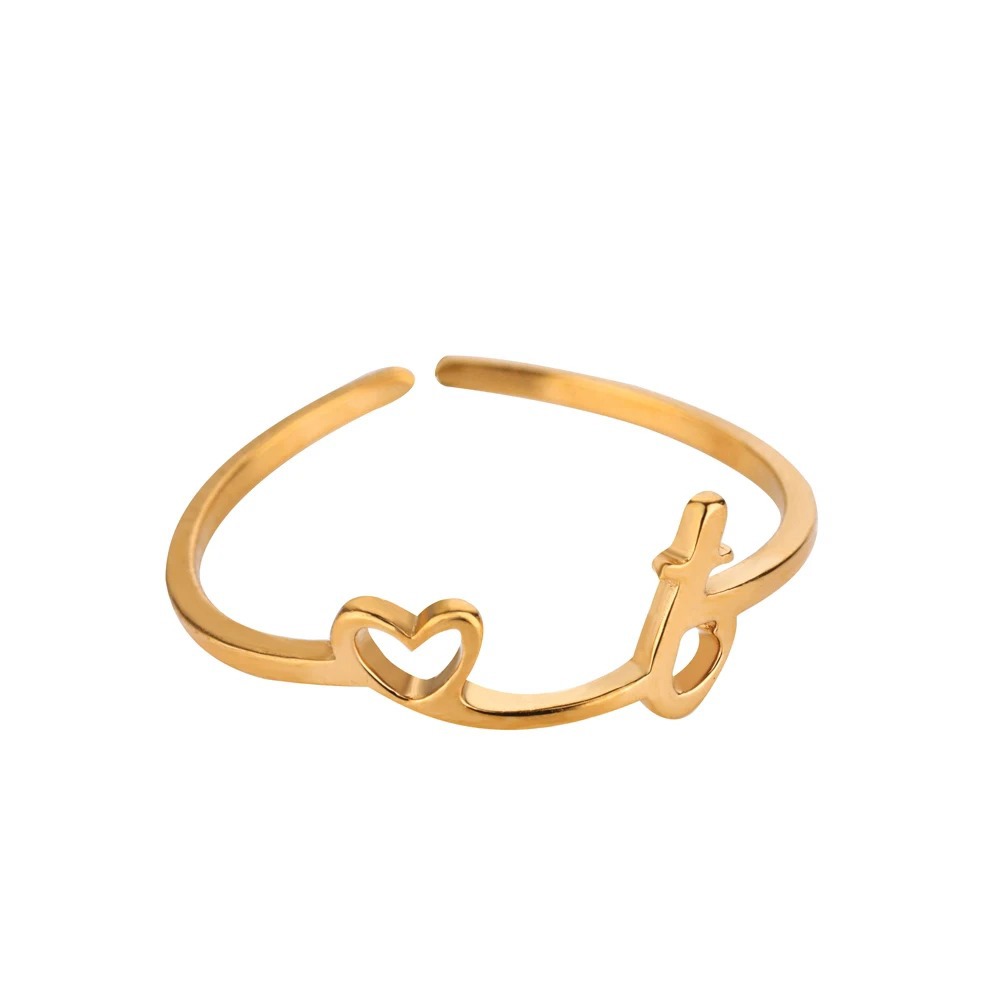 Exquisite Initial Heart Ring - Premium & Effortless Style