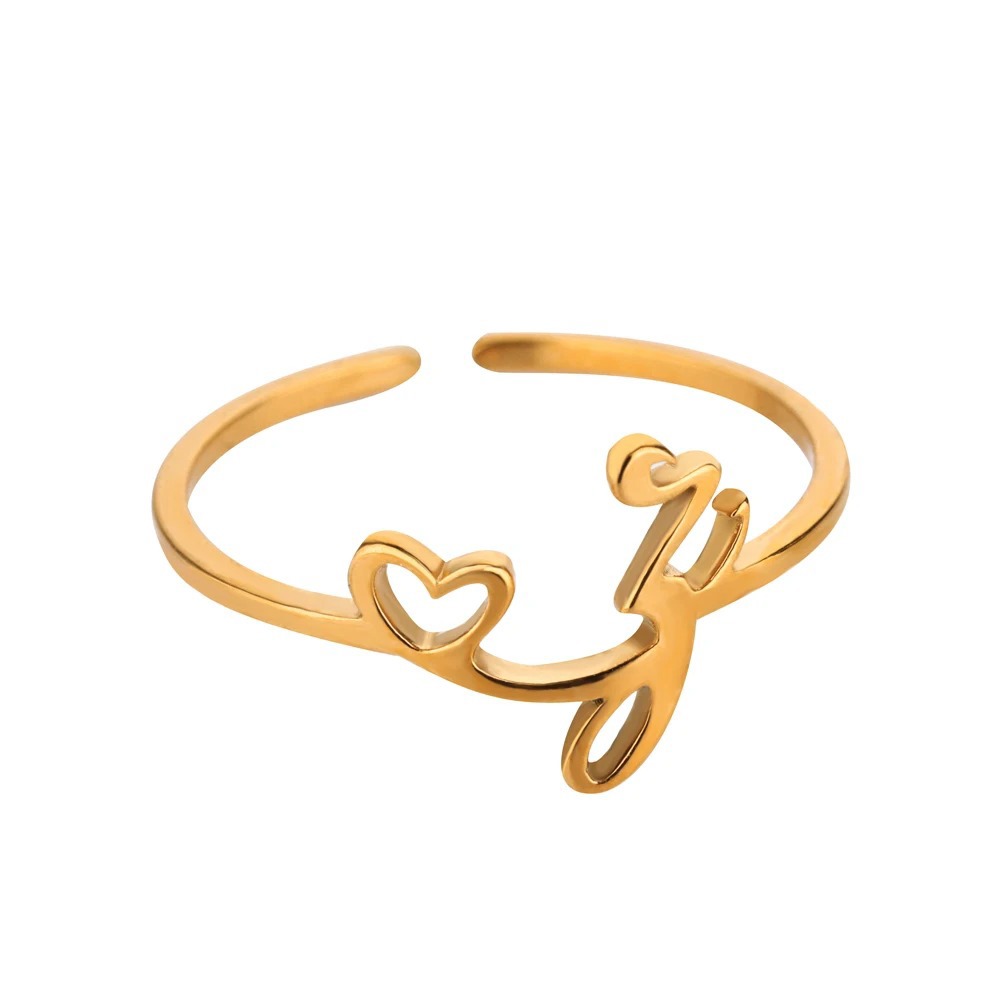 Exquisite Initial Heart Ring - Premium & Effortless Style