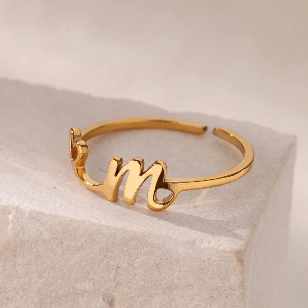 Exquisite Initial Heart Ring - Premium & Effortless Style