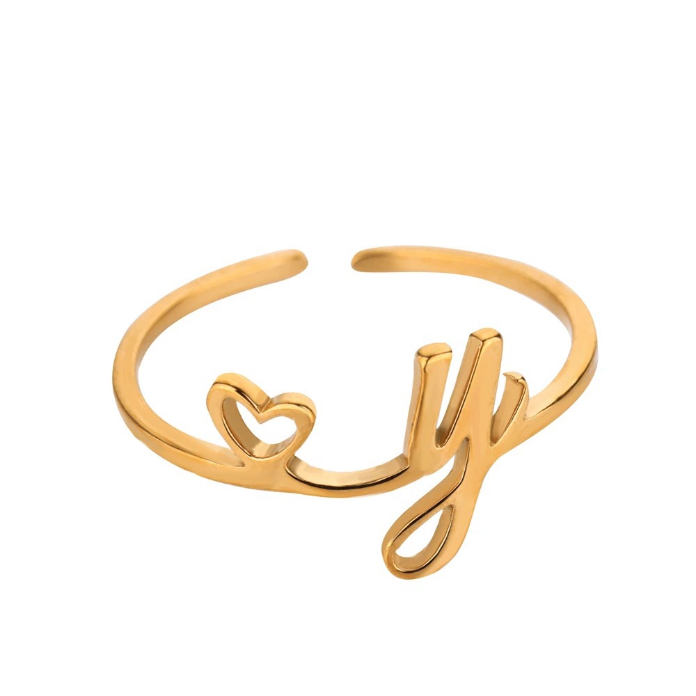 Exquisite Initial Heart Ring - Premium & Effortless Style