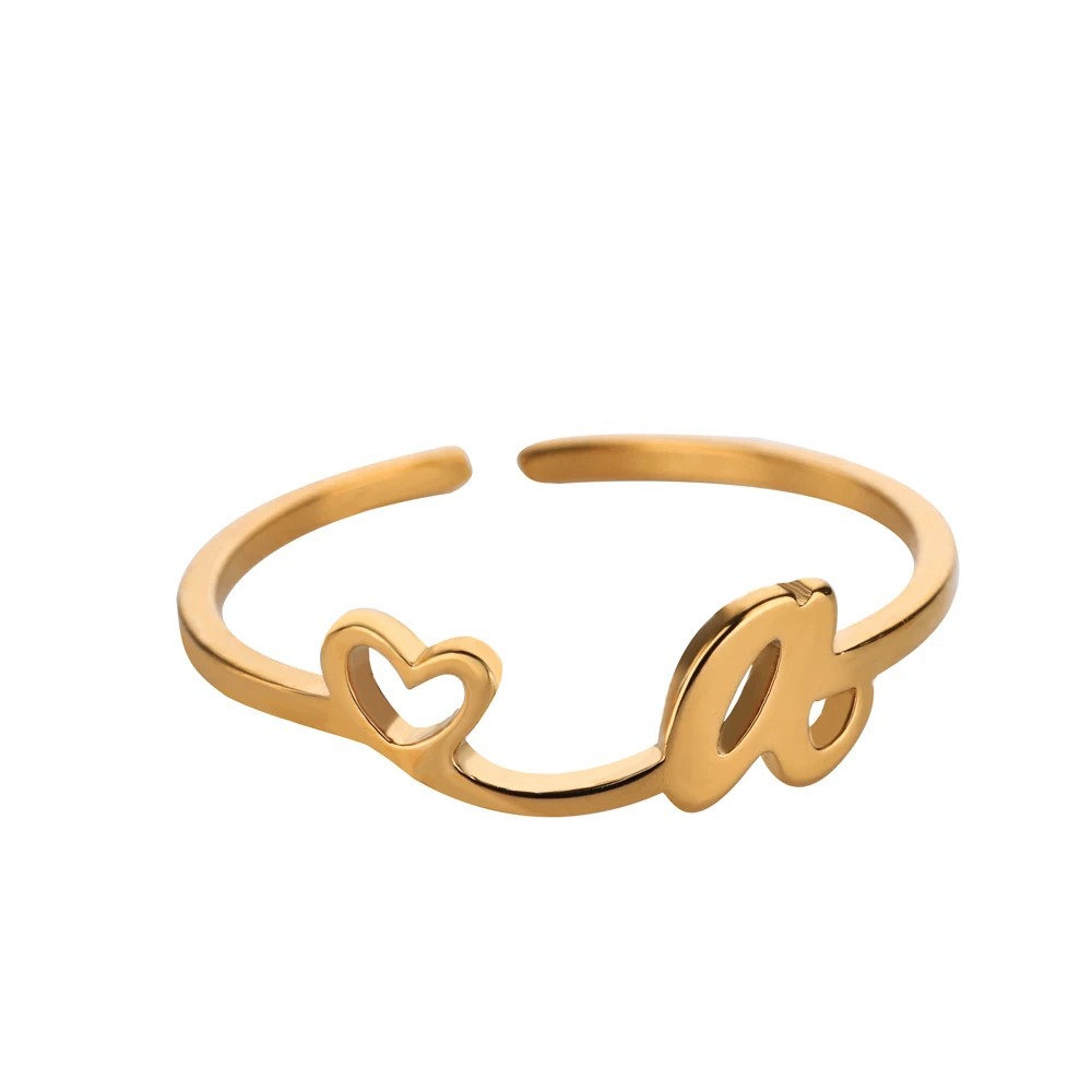 Exquisite Initial Heart Ring - Premium & Effortless Style