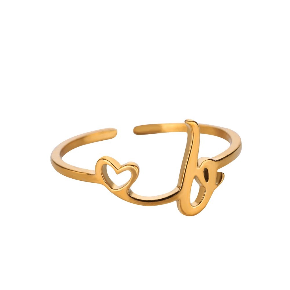 Exquisite Initial Heart Ring - Premium & Effortless Style