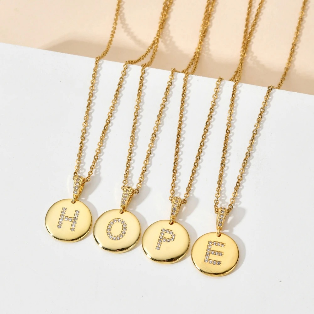 Personalized Gold Initial Necklace - Sparkling Zircon