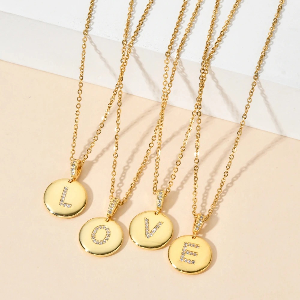 Personalized Gold Initial Necklace - Sparkling Zircon