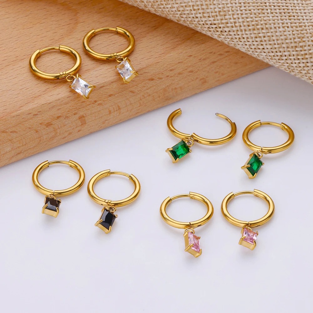 Trendy Zircon Hoop Earrings - Vintage Chic Style