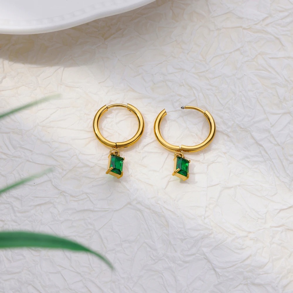 Trendy Zircon Hoop Earrings - Vintage Chic Style