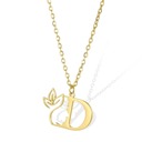 D Personalized Gold Floral Initial Necklace